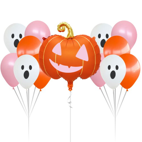 Pumpkin with Balloons Bouquet (13-piece)