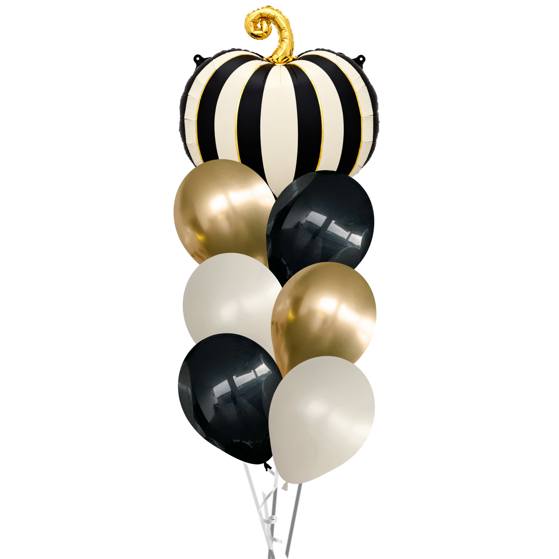 Pumpkin Black and White Balloons Bouquet (7-piece)