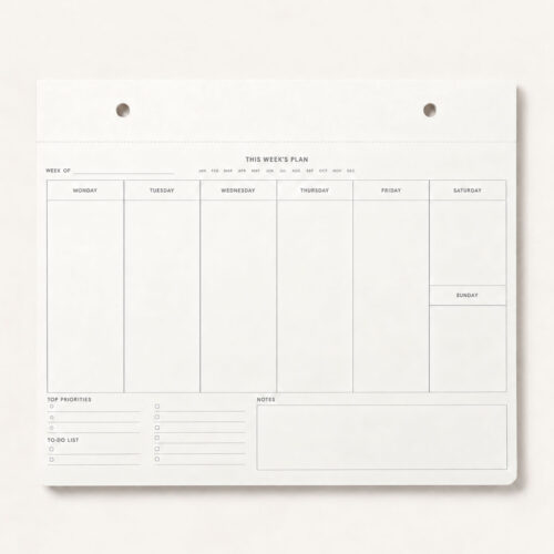 A4 Weekly Planner Refill Pad with Tearable Pages