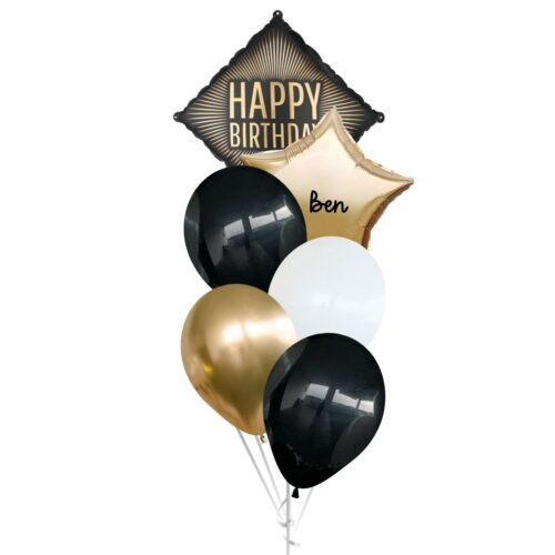 Black & Gold Happy Birthday Foil Balloon – 18 Inches